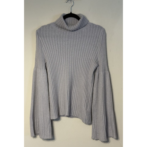 Guess Womens M Ribbed Turtleneck Sweater Flared Bell Sleeves Artsy Cozy Capsule - Picture 1 of 5